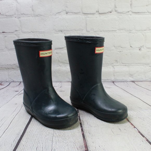 Hunter Kid's Classic Dark Green Rubber Rain Boots Size US B 8 G 9 - Picture 3 of 9